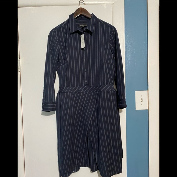 Banana Republic Dresses & Skirts - Banana Republic women shirt blazer dress navy blue and white striped
